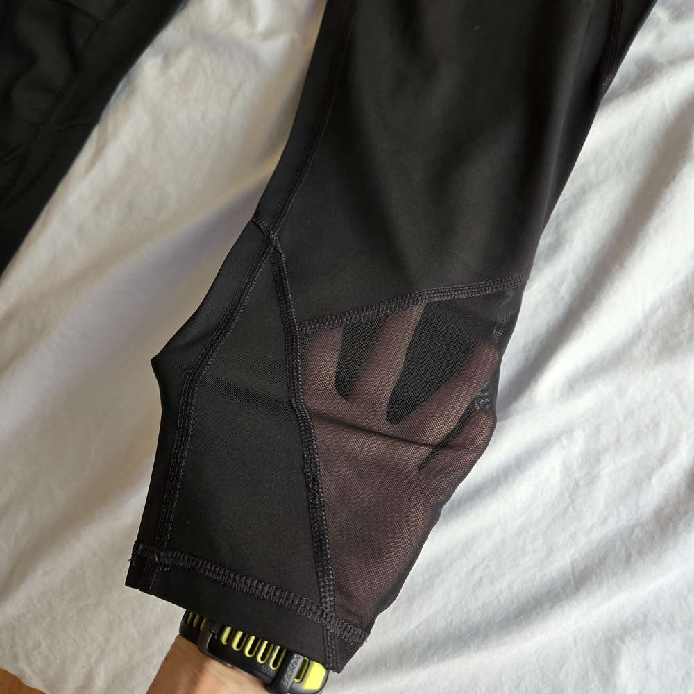 Avia Two Black Moto and Mesh Insert Black Cropped Leggings EB2 - Picture 2 of 10